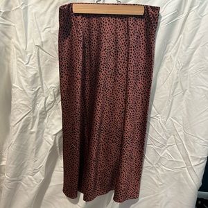 Loft Leopard Print Bias Slip Midi Skirt